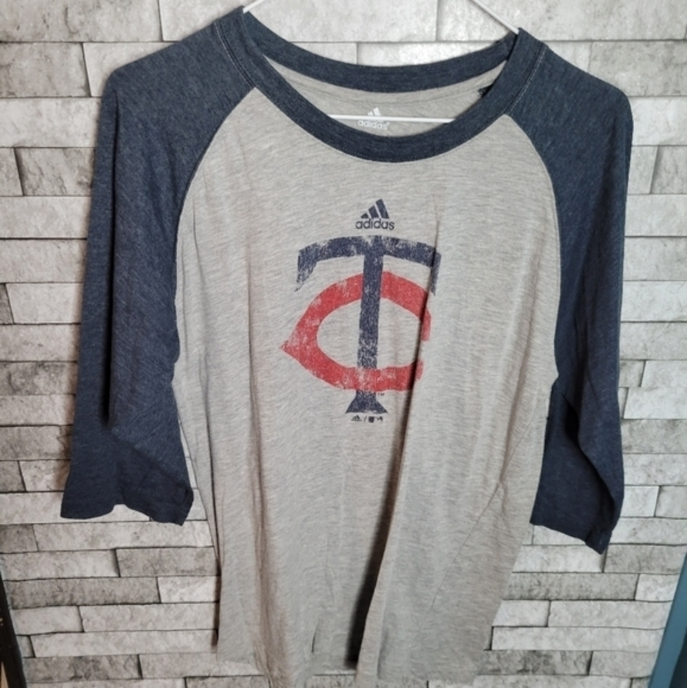 Adidas Minnesota Twins Raglan 3/4 Sleeve Tee Size Large 14-16 Unisex